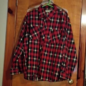 Men's Red Plaid Long Sleeve Shirt
